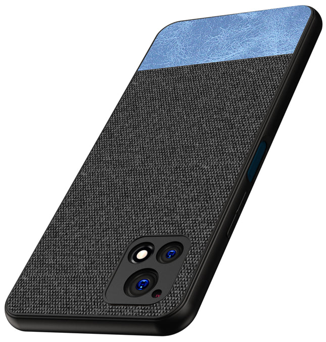 Soft Fabric & Leather Hybrid Protective Case Cover for Vivo Y72 (5G) (Black,Blue)