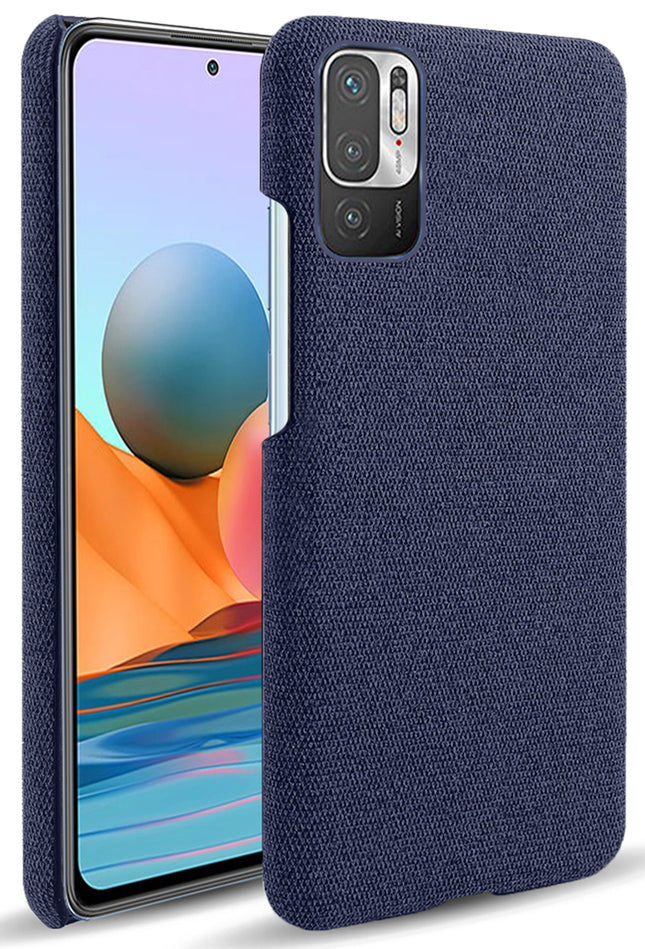 Woven Soft Fabric Case for Poco M3 Pro Back Cover, Shock Protection Slim Hard Anti Slip Back Cover (Blue)
