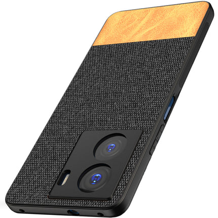 Mobizang Soft Fabric & Leather Hybrid Protective Case Cover for IQOO Z7 / Z7S (5G) | Shockproof Slim Hard Anti Slip Back Case (Black,Brown)