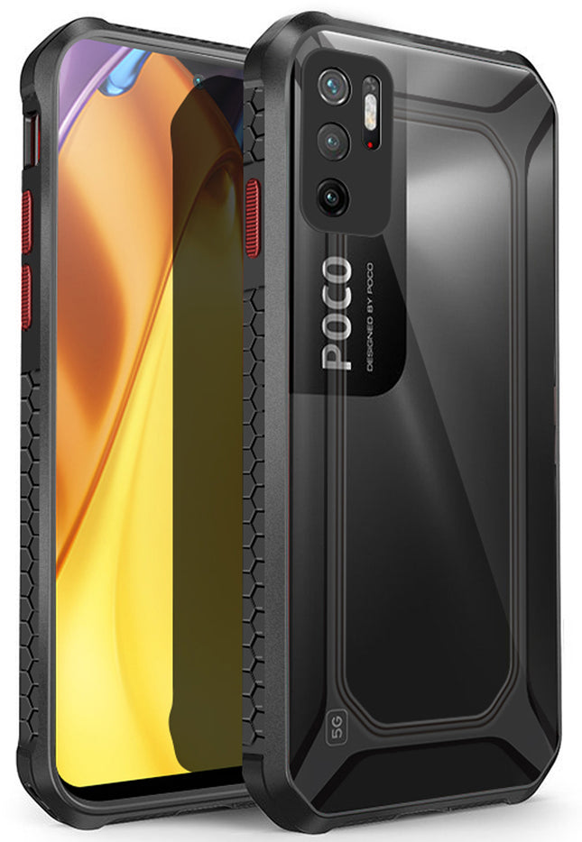 Unicorn for Poco M3 PRO / Redmi Note 10T (5G) Clear Back Case, [Military Grade Protection] Shock Proof Slim Hybrid Bumper Cover (Black)