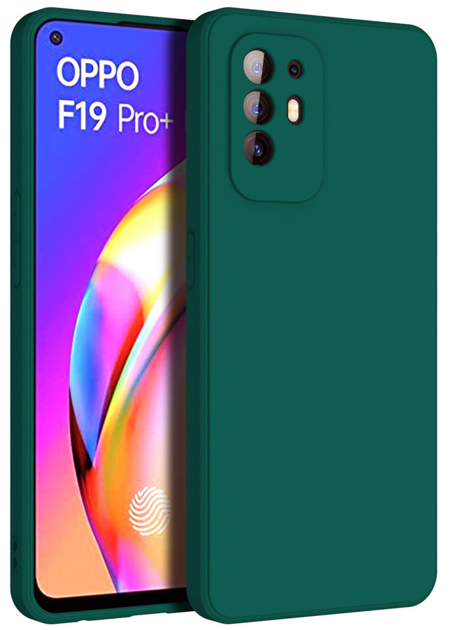 Matte Lens Protective Back Cover for Oppo F19 PRO , Slim Silicone with Soft Lining Shockproof Flexible Full Body Bumper Case (Green)