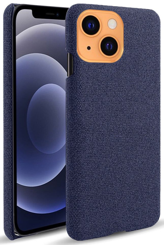 Woven Soft Fabric Case for Apple iPhone 13 Back Cover, Shock Protection Slim Hard Anti Slip Back Cover (Blue)