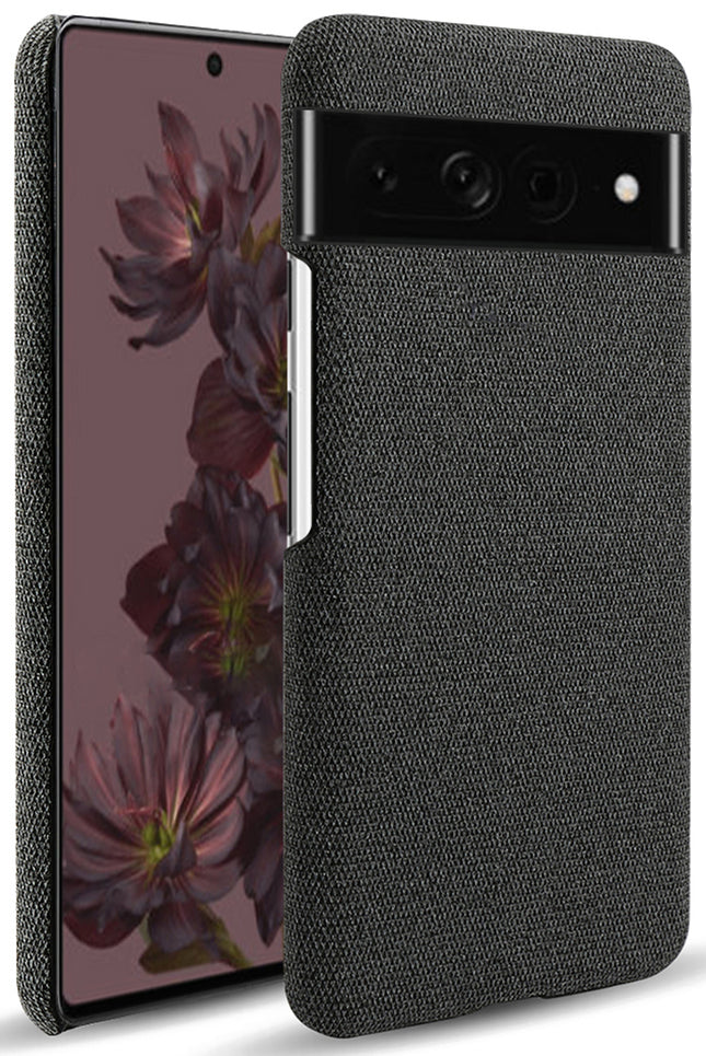 Mobizang Woven Soft Fabric Case for Google Pixel 7 Pro Back Cover, Shock Protection Slim Hard Anti Slip Back Cover (Black)