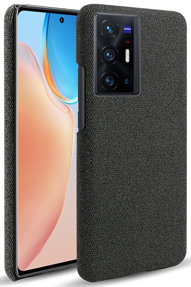 Woven Soft Fabric Case for Vivo X70 PRO PLUS Back Cover, Shock Protection Slim Hard Anti Slip Back Cover (Black)