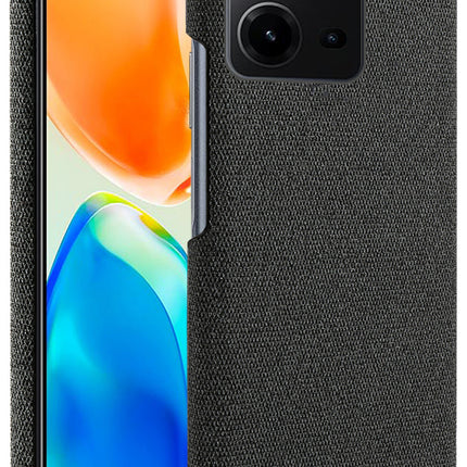 Mobizang Woven Soft Fabric Case for VIVO V25 (5G) Back Cover, Shock Protection Slim Hard Anti Slip Back Cover (Black)