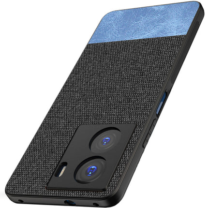 Mobizang Soft Fabric & Leather Hybrid Protective Case Cover for IQOO Z7 / Z7S (5G) | Shockproof Slim Hard Anti Slip Back Case (Black,Blue)