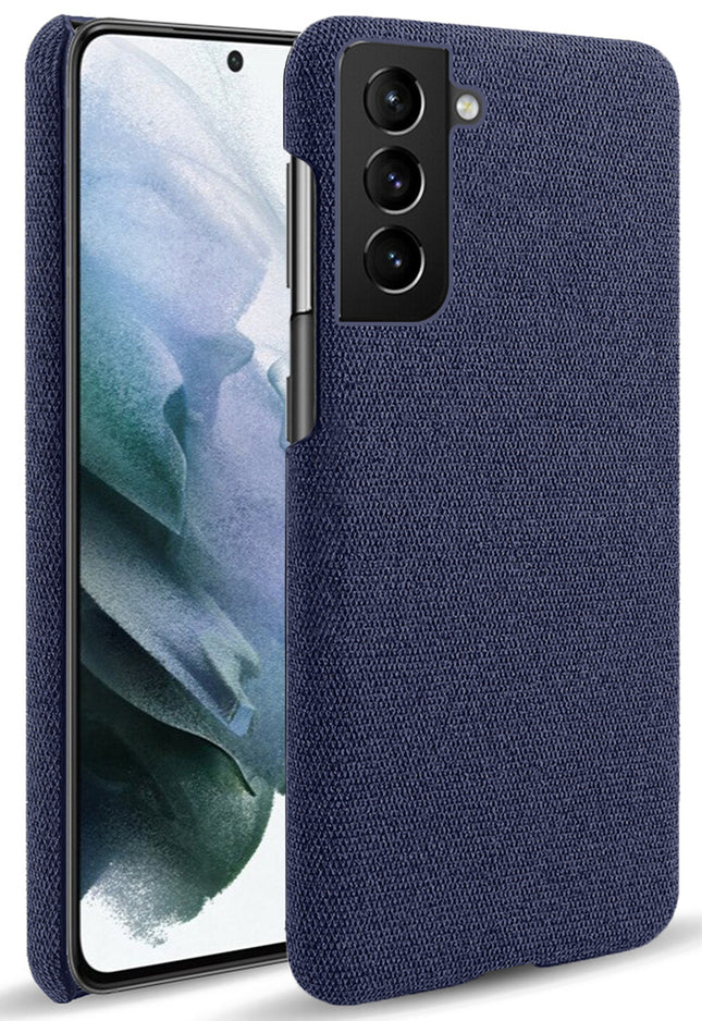 Woven Soft Fabric Case for Samsun Galaxy S21 FE Back Cover, Shock Protection Slim Hard Anti Slip Back Cover (Blue)