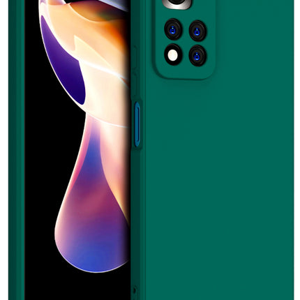 Matte Lens Protective Back Cover for Xiaomi 11i / 11i Hypercharge , Slim Silicone with Soft Lining Shockproof Flexible Full Body Bumper Case (Green)