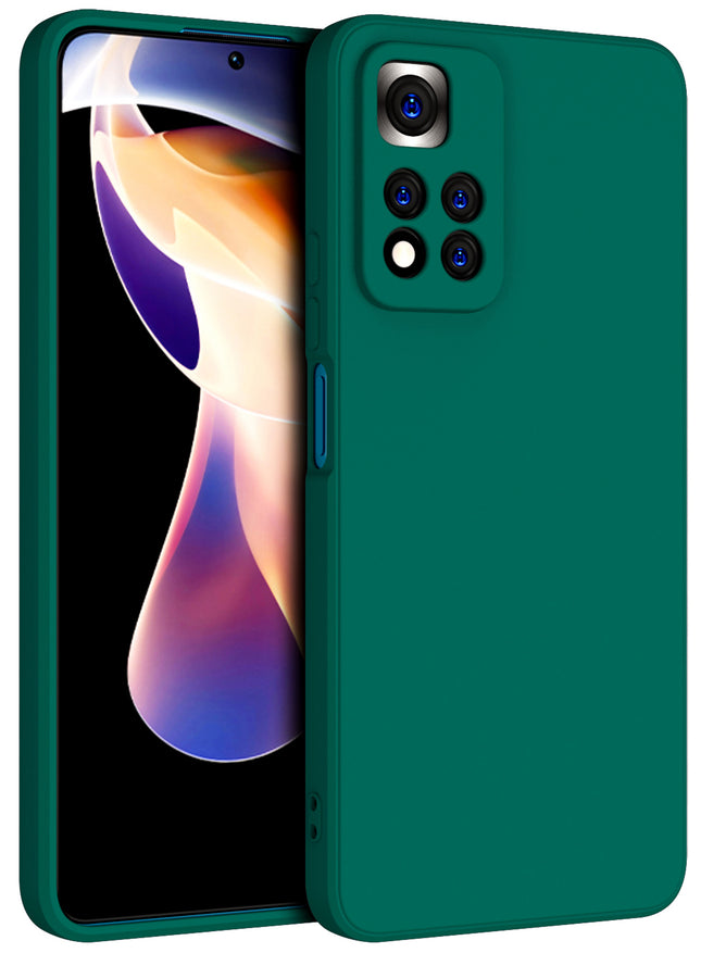 Matte Lens Protective Back Cover for Xiaomi 11i / 11i Hypercharge , Slim Silicone with Soft Lining Shockproof Flexible Full Body Bumper Case (Green)