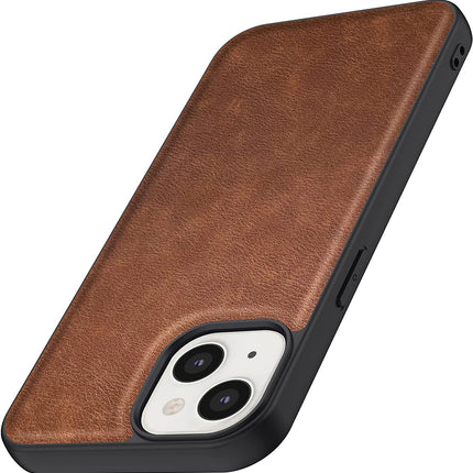 Mobizang Tux Back Case for Apple iPhone 14 Plus , Slim Leather Shockproof Camera Protection Back Cover (Brown)