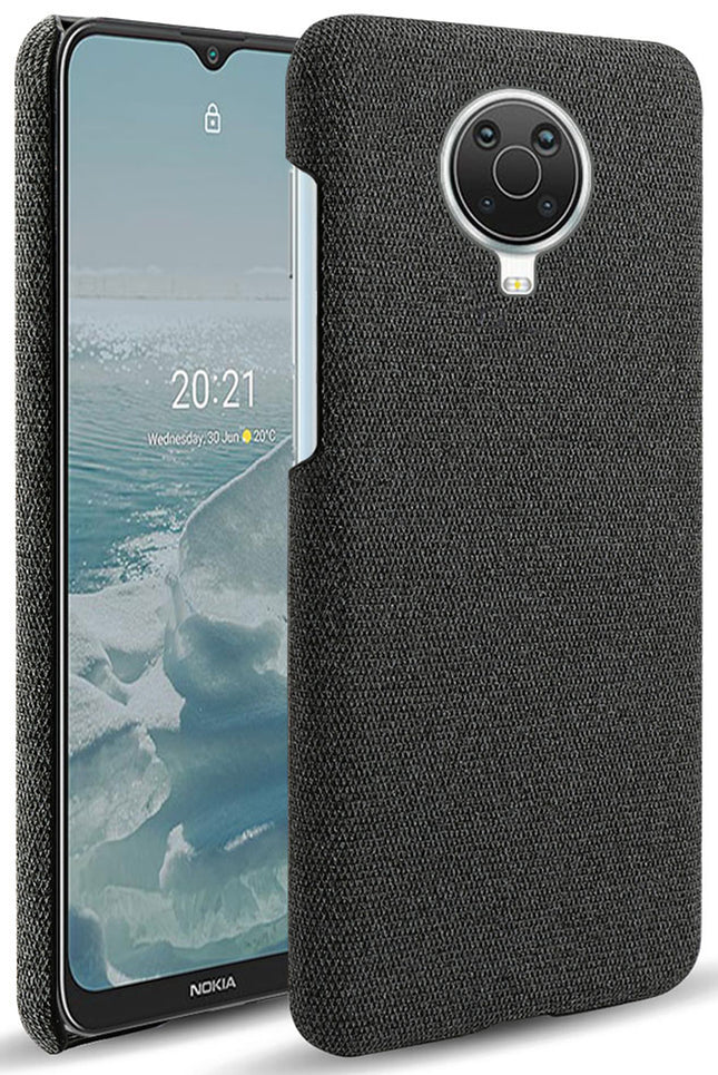 Woven Soft Fabric Case for Nokia G20 / Nokia G10 Back Cover, Shock Protection Slim Hard Anti Slip Back Cover (Black)
