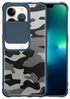 Camo Slider Back Cover for Apple iPhone 13 Pro, [Military Grade Protection] Shockproof Slim Clear Camera Shield Bumper Back Case (Blue)