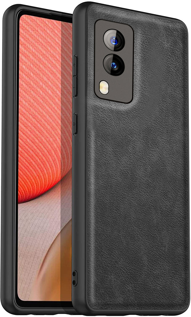 Tux Back Case For Vivo V21E (5G) , Slim Leather Case with Soft Edge Shockproof Back Cover (Black)