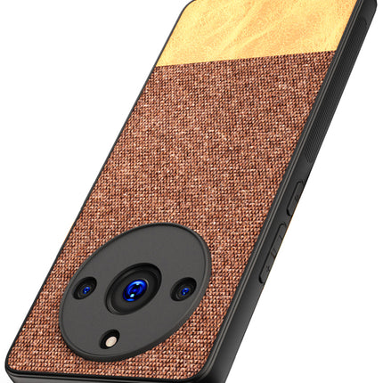 KAPA Soft Fabric & Leather Hybrid Protective Back Cover for Realme 11 PRO / 11 PRO + (PLUS) | Shockproof Slim Hard Anti Slip Back Case (Brown)