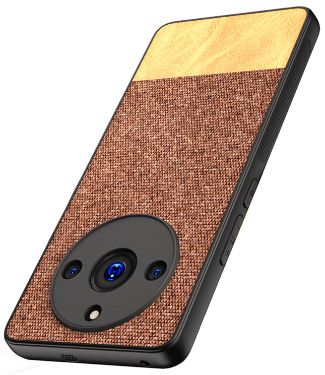 KAPA Soft Fabric & Leather Hybrid Protective Back Cover for Realme 11 PRO / 11 PRO + (PLUS) | Shockproof Slim Hard Anti Slip Back Case (Brown)