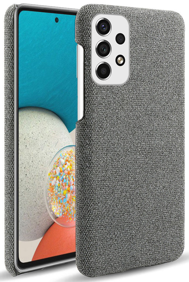 Mobizang Woven Soft Fabric Case for Samsung Galaxy A73 (5G) Back Cover,  Shock Protection Slim Hard Anti Slip Back Cover (Grey)