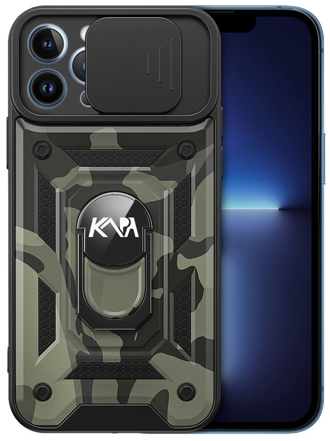 Tank Back Cover for Apple iPhone 12 Pro Max (6.7) , Inbuilt Ring & Slider [Military Grade Protection] Shockproof Lens Protection Case (Black)