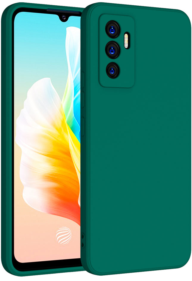 Matte Lens Protective Back Cover for Vivo V23E , Slim Silicone with Soft Lining Shockproof Flexible Full Body Bumper Case (Green)