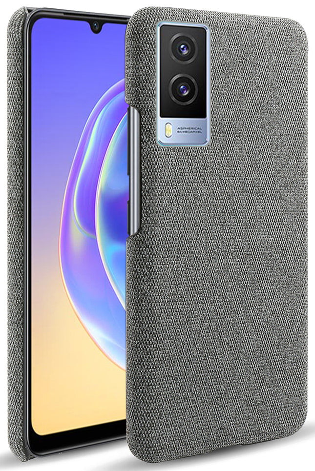 Woven Soft Fabric Case for Vivo V21E (5G) Back Cover, Shock Protection Slim Hard Anti Slip Back Cover (Grey)