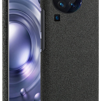 Mobizang Woven Soft Fabric Case for Vivo X80 Pro (5G) Back Cover,  Shock Protection Slim Hard Anti Slip Back Cover (Black)