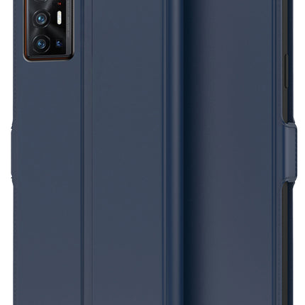 Noble Slim Flip Cover for Vivo X70 Pro Plus , Magnetic and Card Holder Stand Leather Flip Wallet Case (Blue)