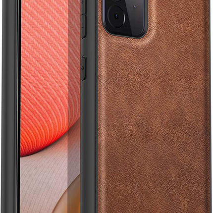 Tux Back Case for Samsun Galaxy A52 , Slim Leather Case with Soft Edge Shockproof Back Cover (Brown)
