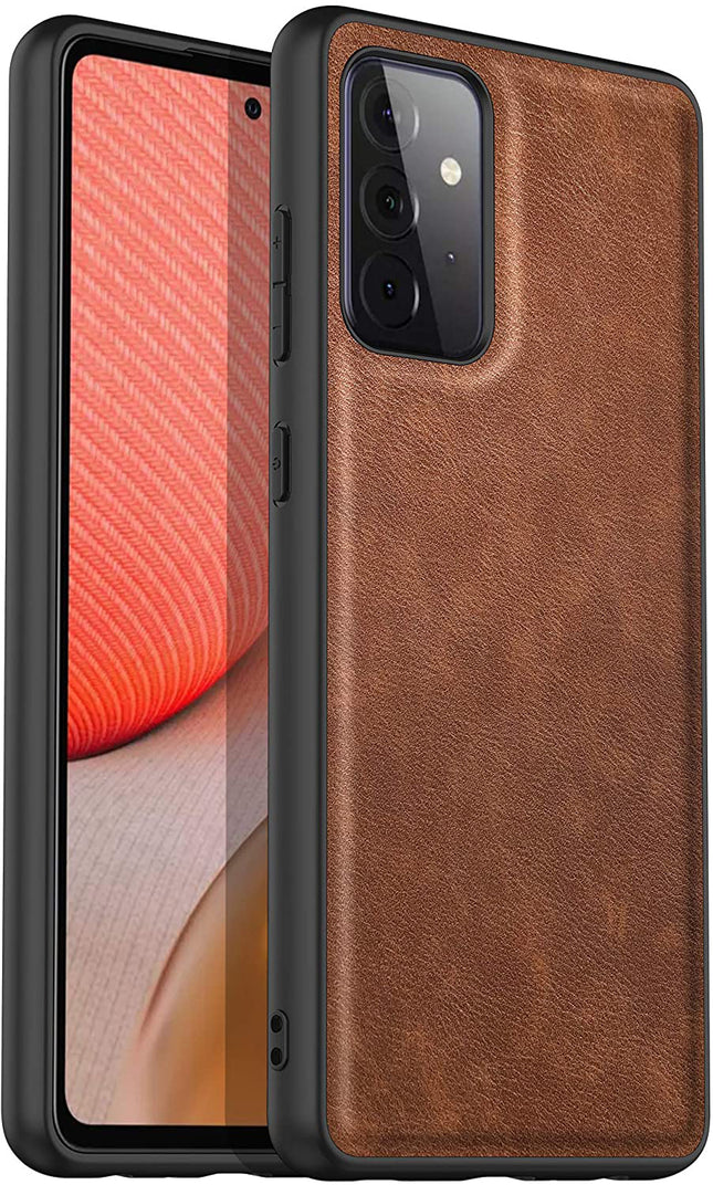 Tux Back Case for Samsun Galaxy A52 , Slim Leather Case with Soft Edge Shockproof Back Cover (Brown)