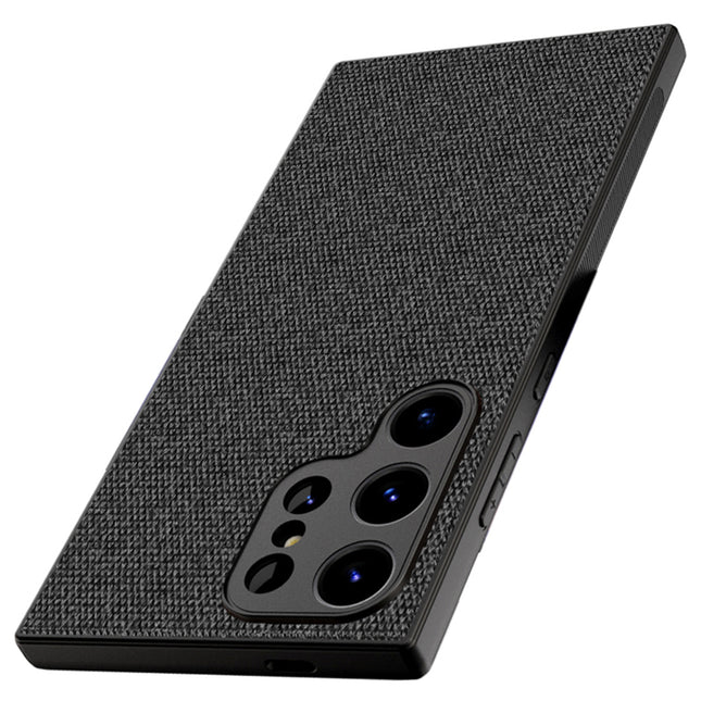 Mobizang Soft Full Fabric Protective Back Case Cover for Samsung Galaxy S24 ULTRA | Shockproof Slim Hard Anti Slip Back Case (Black)