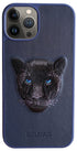 Santa Barbara Panther Series Luxury Leather Back Cover for Apple iPhone 13 Pro Max (6.7) (Blue)