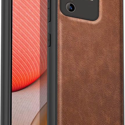 Tux Back Case For Vivo V23 (5G) , Slim Leather Case with Soft Edge Shockproof Back Cover (Brown)
