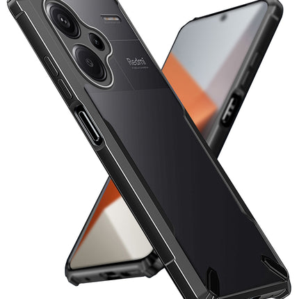 Mobizang Bull Clear Back Cover for Redmi Note 13 PRO PLUS | [Military Grade Protection] Shock Proof Slim Hybrid Bumper Case (Black)