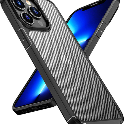 Carbon Armor Back Case Cover for Apple iPhone 13 PRO (6.1 inch) , [Military Grade Protection] Shock Proof Slim Hybrid Bumper Case (Black)