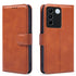 Mobizang Prime Slim Magnetic Flip Cover for Vivo V27/ V27 PRO | PU Leather Shockproof Folio Case with Card Holders RFID Blocking Kickstand (Brown)