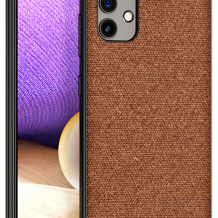 Soft Full Fabric Protective Shockproof Back Case Cover for Samsung Galaxy A32 (4G) (Full Brown)