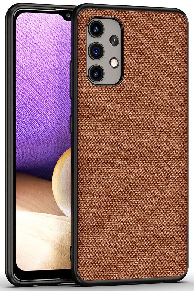 Soft Full Fabric Protective Shockproof Back Case Cover for Samsung Galaxy A32 (4G) (Full Brown)