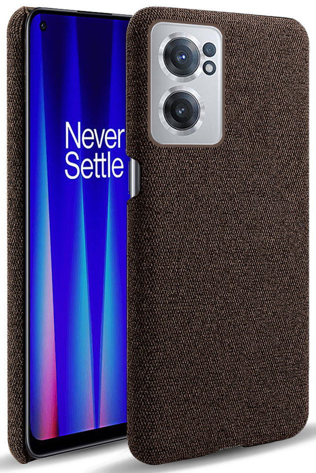 Woven Soft Fabric Case for OnePlus Nord CE 2 (5G) Back Cover, Shock Protection Slim Hard Anti Slip Back Cover (Brown)