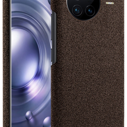 Mobizang Woven Soft Fabric Case for Vivo X80 (5G) Back Cover,  Shock Protection Slim Hard Anti Slip Back Cover (Brown)