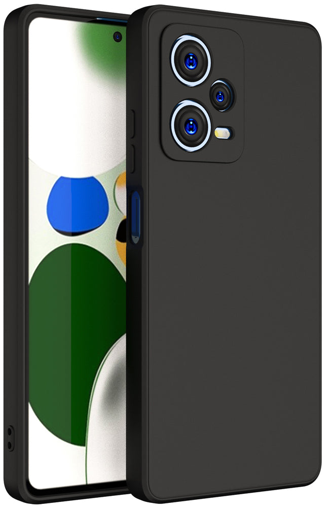 Mobizang Matte Protective Lens Flexible Back Cover for Redmi Note 12 Pro Plus , Slim Silicone with Soft Lining Shockproof Full Body Bumper Case (Black)