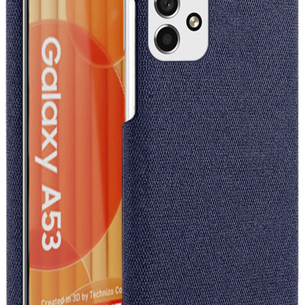 Mobizang Woven Soft Fabric Case for Samsung Galaxy A53 (5G) Back Cover,  Shock Protection Slim Hard Anti Slip Back Cover (Blue)