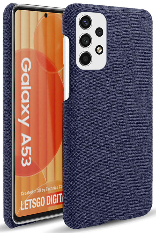 Mobizang Woven Soft Fabric Case for Samsung Galaxy A53 (5G) Back Cover,  Shock Protection Slim Hard Anti Slip Back Cover (Blue)
