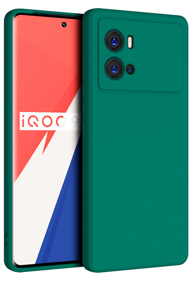 Matte Lens Protective Back Cover for Vivo IQOO 9 Pro , Slim Silicone with Soft Lining Shockproof Flexible Full Body Bumper Case (Green)