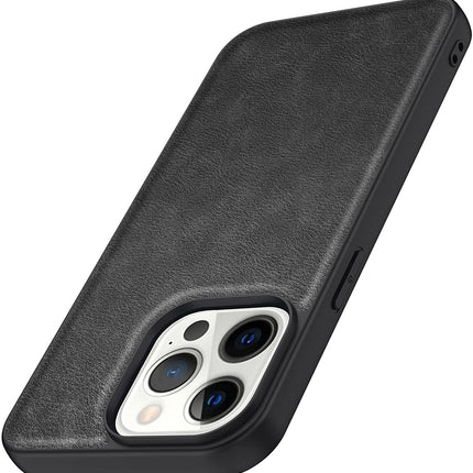 Tux Back Case for Apple iPhone 13 Pro Max , Slim Leather Case with Soft Edge Shockproof Back Cover (Black)