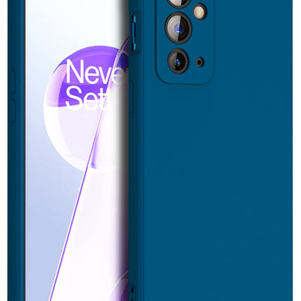 Matte Lens Protective Back Cover for OnePlus 9RT , Slim Silicone with Soft Lining Shockproof Flexible Full Body Bumper Case (Blue)