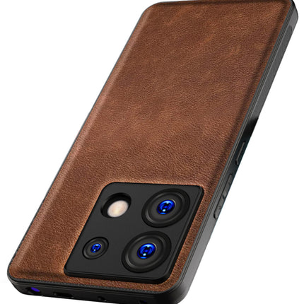Mobizang Tux Leather Back Cover for Redmi Note 13 PRO | Slim Shockproof Camera Protection Bumper Case (Brown)