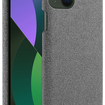 Mobizang Woven Soft Fabric Case for Apple iPhone 14 Back Cover, Shock Protection Slim Hard Anti Slip Back Cover (Grey)
