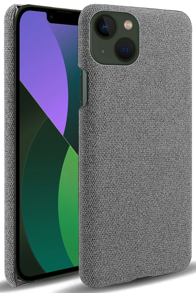 Mobizang Woven Soft Fabric Case for Apple iPhone 14 Back Cover, Shock Protection Slim Hard Anti Slip Back Cover (Grey)