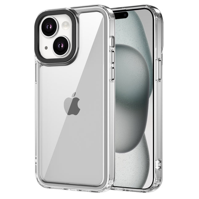 Mobizang Warrior Acrylic Clear Back Cover For Apple iPhone 15 | Slim Shockproof [Military Grade Protection] Hybrid Bumper Case (Transparent Sides)