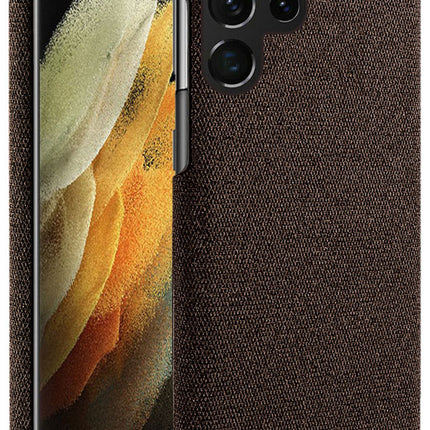 Woven Soft Fabric Case for Samsung Galaxy S22 Ultra Back Cover, Shock Protection Slim Hard Anti Slip Back Cover (Brown)