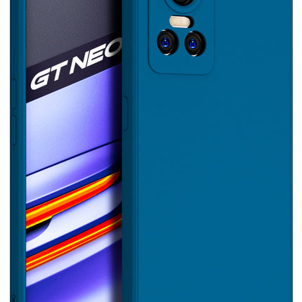 Matte Lens Protective Shockproof Flexible Back Cover for Realme GT Neo 3 (5G), Slim Silicone with Soft Lining Shockproof Flexible Full Body Bumper Case (Blue)
