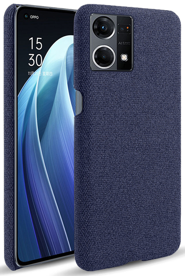 Mobizang Woven Soft Fabric Case for Oppo F21 PRO, 4G Back Cover,  Shock Protection Slim Hard Anti Slip Back Cover (Blue)